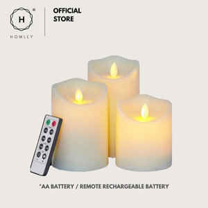 Homlly LED Flickering Flameless Advent Fireplace AA Battery Rechargeable Remote Candle