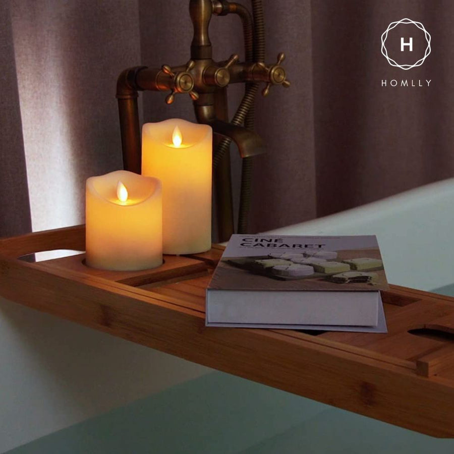 Homlly LED Flickering Flameless Advent Fireplace AA Battery Rechargeable Remote Candle