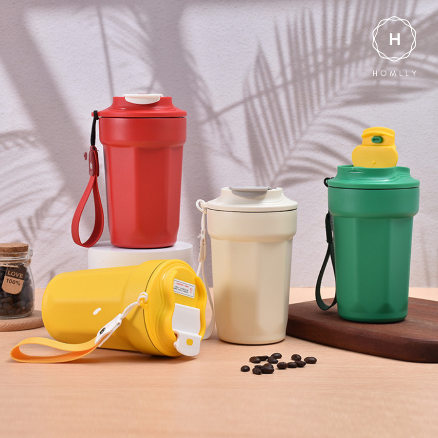 Homlly Dolii Insulated Vacuum Stainless Steel Thermal Travel Coffee Mug with Leakproof Lid (500ml)