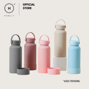 Homlly Ella Wide Mouth insulated water bottle with leakproof cap and bucket handle