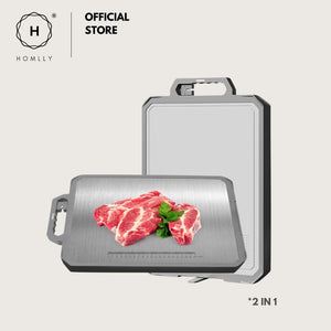 Homlly 100% BPA Free 2-in-1 Stainless Steel & PP Cutting Board with knife Sharpener, Spice Grating and Ruler.