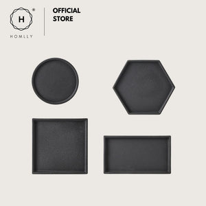 Homlly Black Ceramic Organizer Display Serving Tray