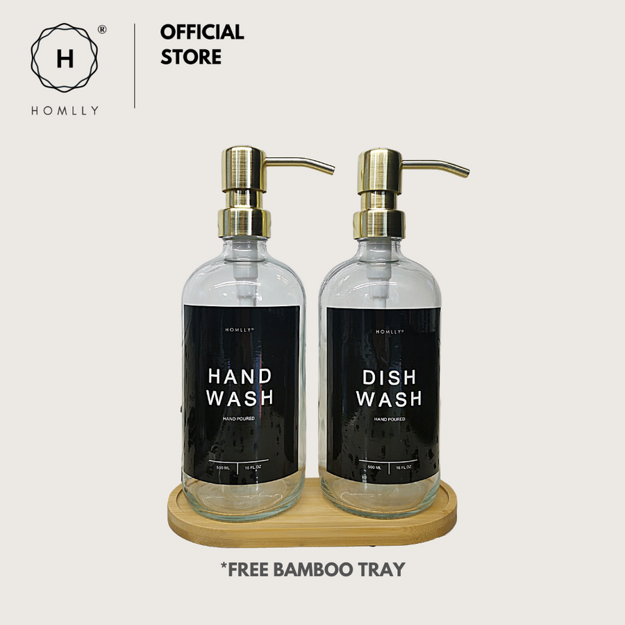 Homlly Hand & Dish Soap Glass Dispenser Refill Bottle (500ml)