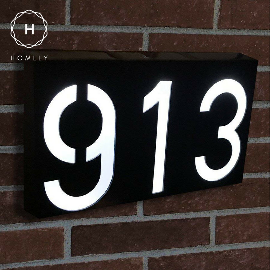 Homlly Waterproof Solar Lighted Address Sign House Number (Single)