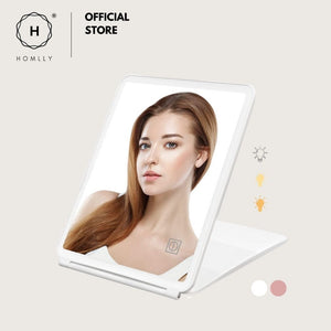 Homlly Portable Fold Up Travel Beauty Make Up LED Mirror (Free X10 Detachable mirror)