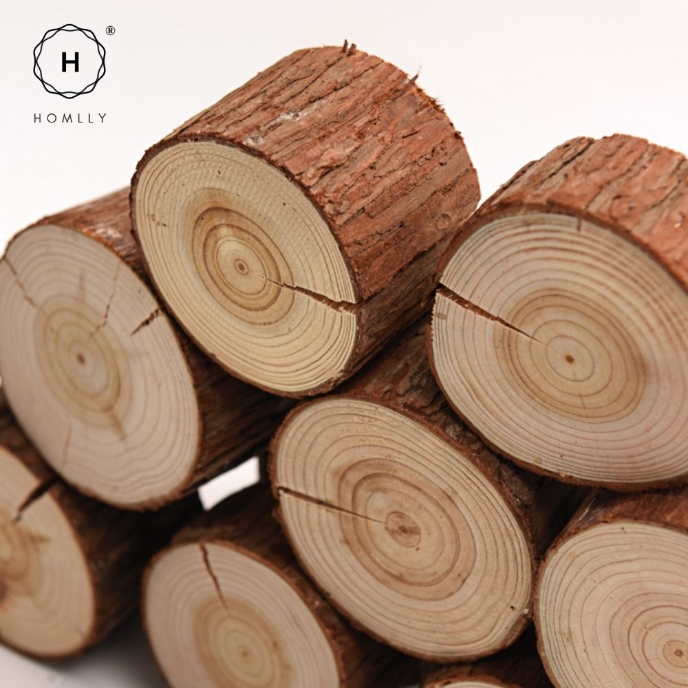 Homlly Unfinished Wood Rounds Natural Thicken Slab with Bark for Coasters Centerpieces Wedding Rustic Craft Wooden Christmas Ornaments