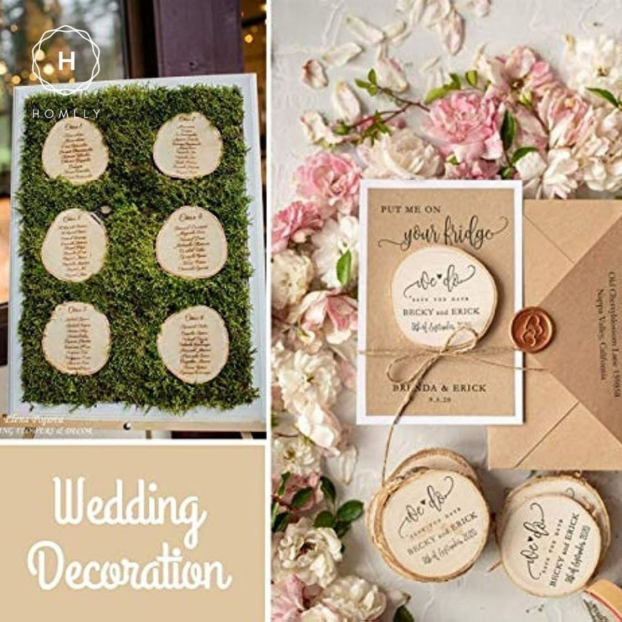 Homlly Unfinished Wood Rounds Natural Thicken Slab with Bark for Coasters Centerpieces Wedding Rustic Craft Wooden Christmas Ornaments