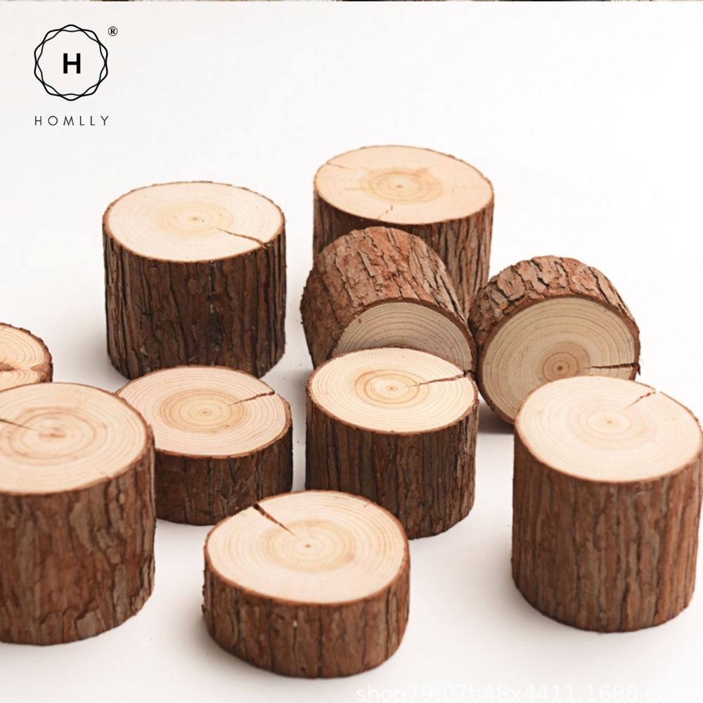 Homlly Unfinished Wood Rounds Natural Thicken Slab with Bark for Coasters Centerpieces Wedding Rustic Craft Wooden Christmas Ornaments