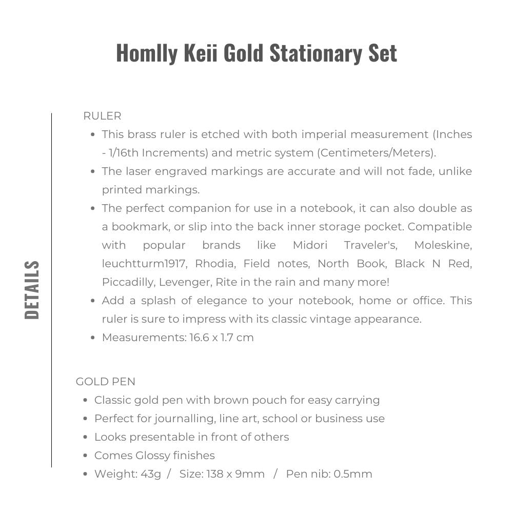 Homlly Keii Gold Stationary Set Dice Clip Ruler Pen Tape Scissor Holder