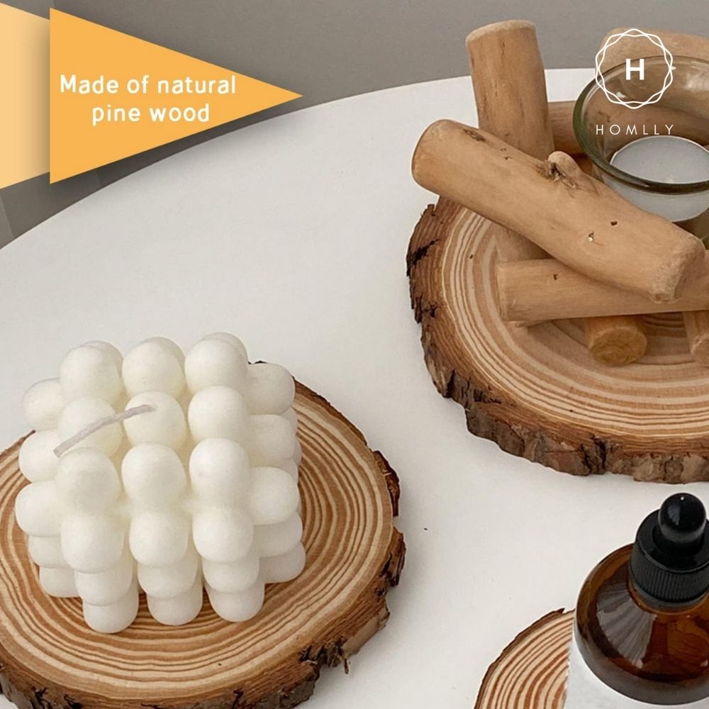 Homlly Unfinished Wood Rounds Natural Thicken Slab with Bark for Coasters Centerpieces Wedding Rustic Craft Wooden Christmas Ornaments