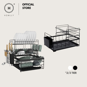 Homlly Kitchen 2 / 3 Tier Dish Drainer Removable Drying Rack