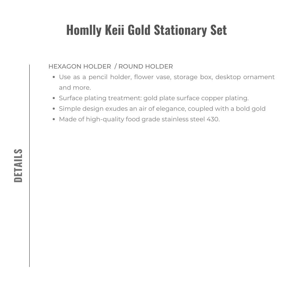 Homlly Keii Gold Stationary Set Dice Clip Ruler Pen Tape Scissor Holder