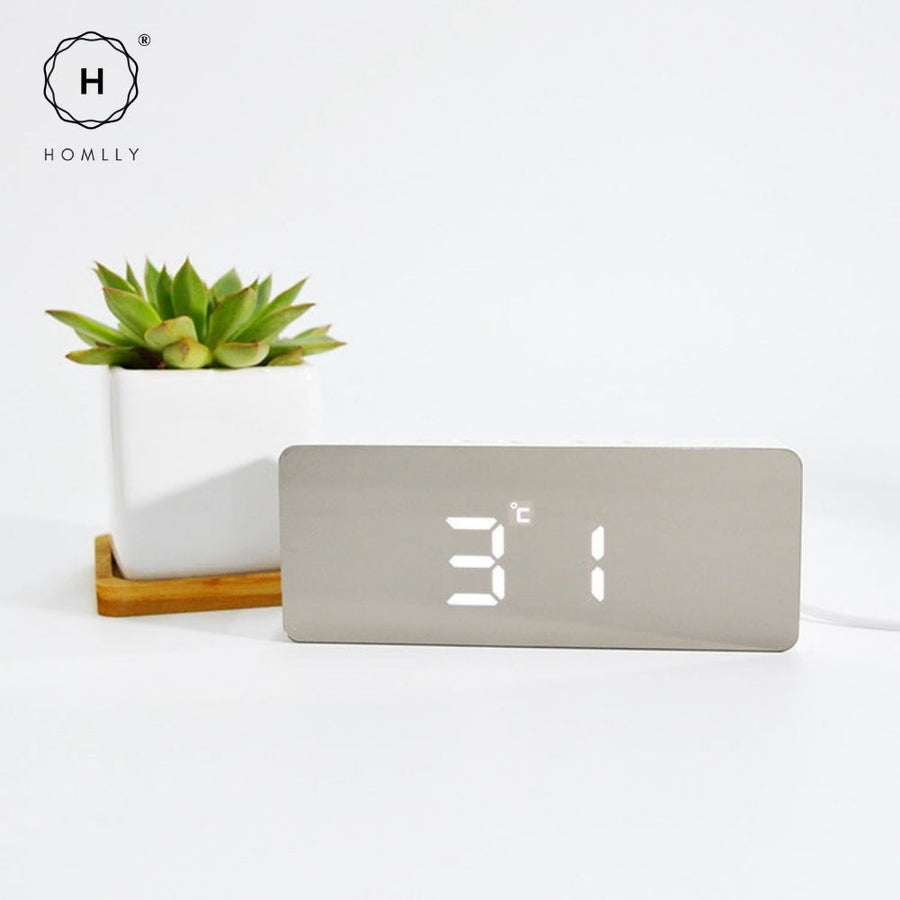 Homlly Bedside Large Digit LED Mirror Alarm Clock
