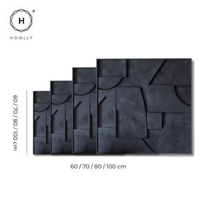 Homlly Black Osloo 3D Textured Framed Abstract Wall Art Painting