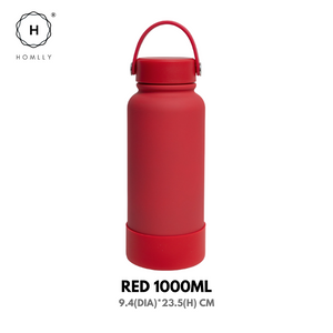 Homlly Ella Wide Mouth insulated water bottle with leakproof cap and bucket handle