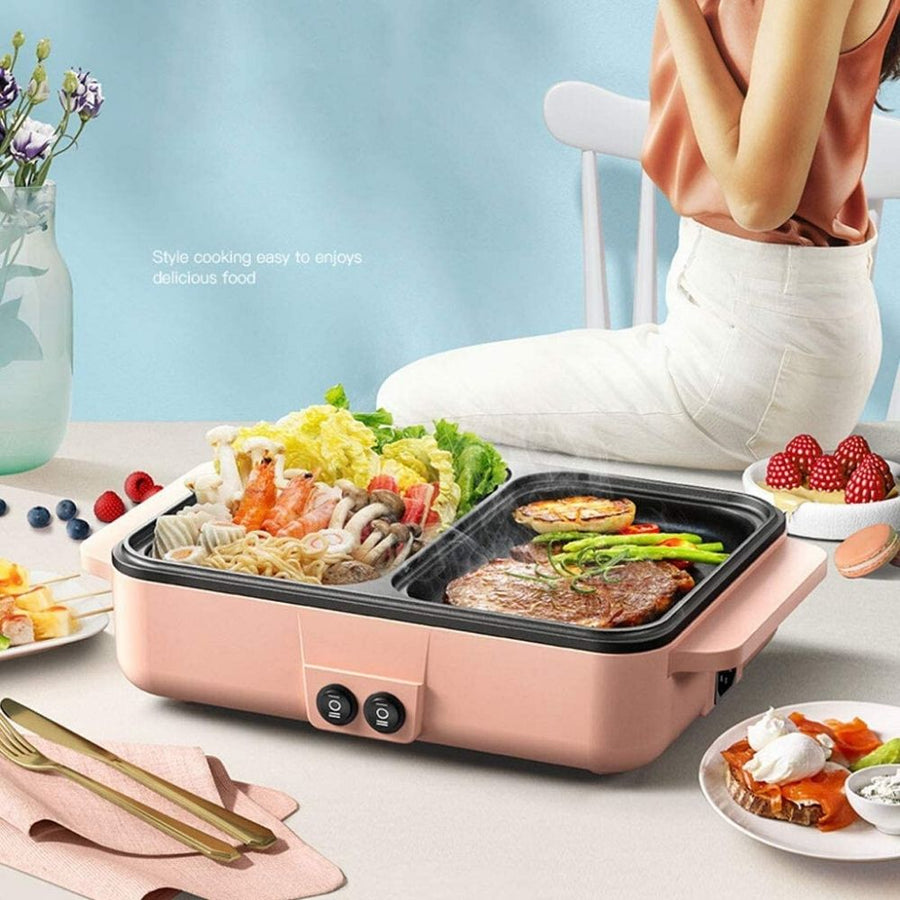 Homlly Electric Barbecue Grill 2 in 1 Hot Pot