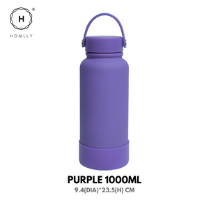 Homlly Ella Wide Mouth insulated water bottle with leakproof cap and bucket handle