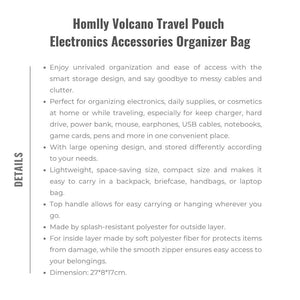 Homlly Volcano Travel Pouch Electronics Accessories Organizer Bag