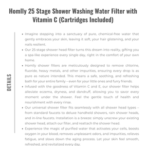 Homlly 25 Stage Shower Washing Water Filter with Vitamin C (Cartridges Included)