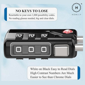 Homlly Digit Combination Travel Luggage Pad lock & Wall Mounted Key Storage Box
