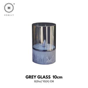 Homlly Concrete Base LED Flickering Candles with Glass Cover