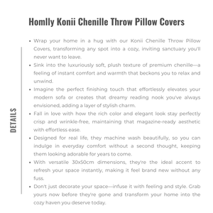 Homlly Konii Chenille Throw Pillow Covers (30x50 CM)