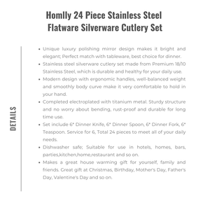 Homlly 24 Piece Stainless Steel Flatware Silverware Cutlery Set