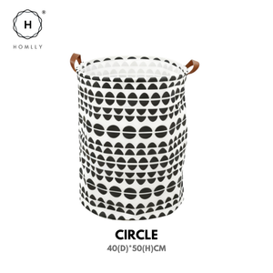 Homlly Flor Waterproof Canvas Laundry Basket with leather handle