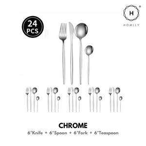 Homlly 24 Piece Stainless Steel Flatware Silverware Cutlery Set