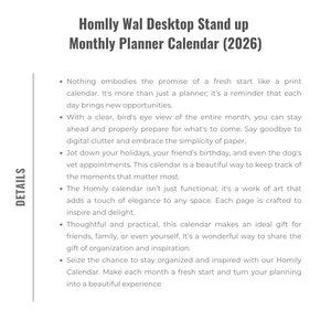 Homlly Desktop Stand up Monthly Planner Calendar (2026)