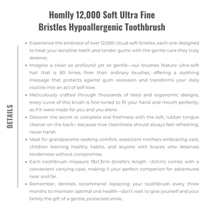 Homlly 10,000 Soft Ultra Fine Bristles Hypoallergenic Toothbrush