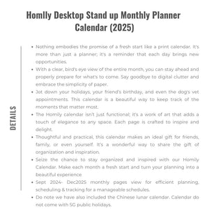 Homlly Desktop Stand up Monthly Planner Calendar (2025)