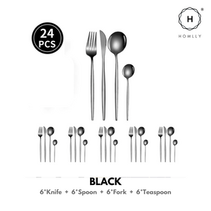 Homlly 24 Piece Stainless Steel Flatware Silverware Cutlery Set
