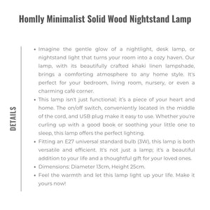 Homlly Minimalist Solid Wood Nightstand Lamp