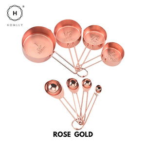 Homlly Gold Measuring Cups and Spoons (Set of 8pcs)