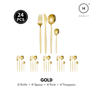 Homlly 24 Piece Stainless Steel Flatware Silverware Cutlery Set