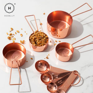 Homlly Gold Measuring Cups and Spoons (Set of 8pcs)