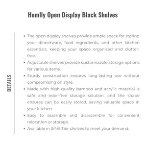Homlly Open Display Black Shelves