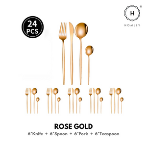 Homlly 24 Piece Stainless Steel Flatware Silverware Cutlery Set