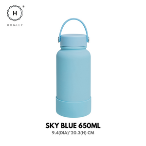 Homlly Ella Wide Mouth insulated water bottle with leakproof cap and bucket handle