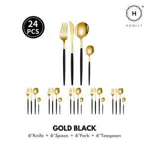 Homlly 24 Piece Stainless Steel Flatware Silverware Cutlery Set