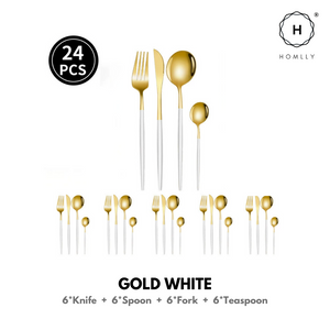 Homlly 24 Piece Stainless Steel Flatware Silverware Cutlery Set
