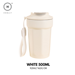 Homlly Dolii Insulated Vacuum Stainless Steel Thermal Travel Coffee Mug with Leakproof Lid (500ml)