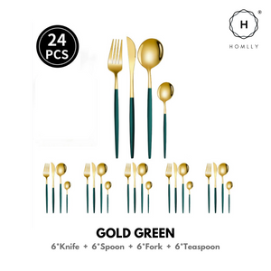 Homlly 24 Piece Stainless Steel Flatware Silverware Cutlery Set