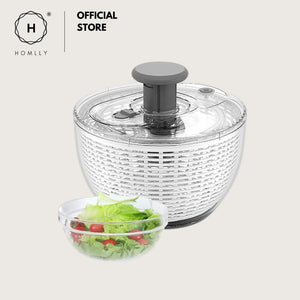 Homlly Press Pump 3 in 1 Multi-Use Vegetable Fruit Salad Spinner Dryer Serve Bowl