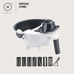 Homlly 9 in 1 Multifunctional Kitchen Vegetable Cutter Helper with Rotatable Draining Colander Bowl