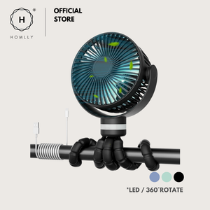 Homlly Portable 8000mAh Rechargeable 360°Rotate Stroller Fan with 2 Modes LED Night Light