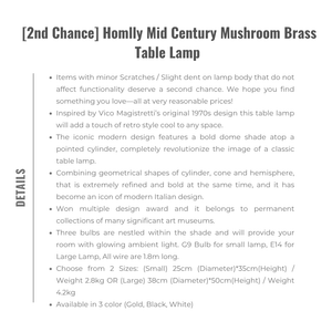 [2nd Chance] Homlly Mid Century Mushroom Brass Table Lamp