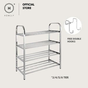 Homlly Tonii Stainless Steel  Shoe Rack (3/4/5/6 Tier)