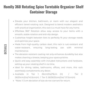 Homlly 360 Rotating Spice Cabinet Turntable Organizer